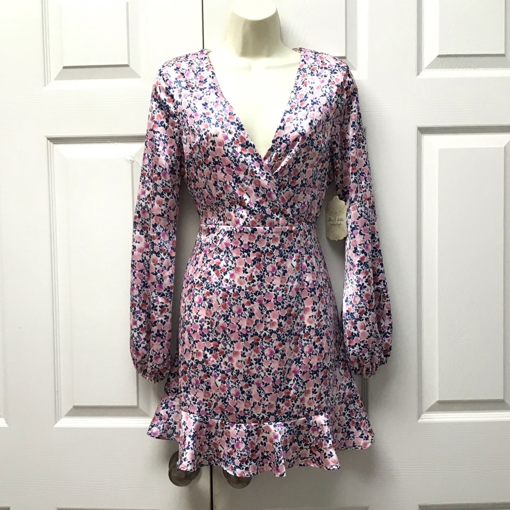 Altar’d State Long sleeve Mauve & Navy Dress Sz S